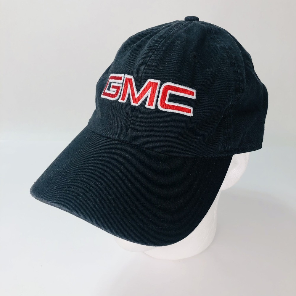 GMC Embroidered Logo Baseball Cap Hat Black Canvas Classic Ahead Sports NWOT